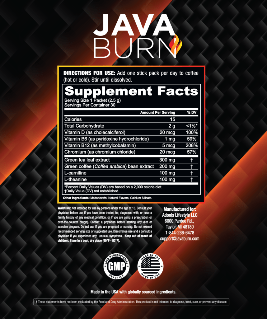 Java Burn Label Back